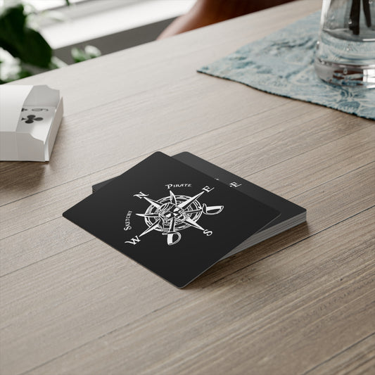 Sketchy Pirate Poker Cards - White on Black