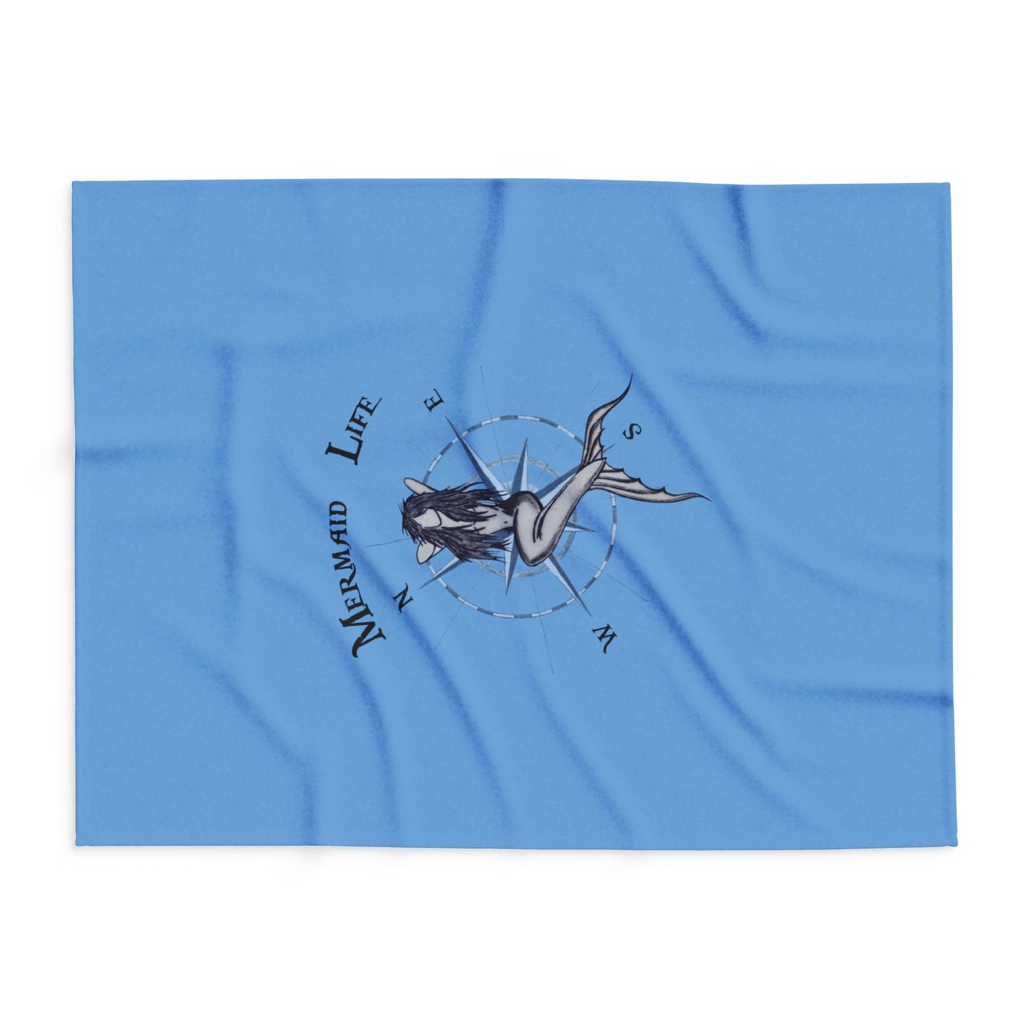 Mermaid Life Arctic Fleece Blanket – Nautical Compass Beach Throw for Ocean Lovers