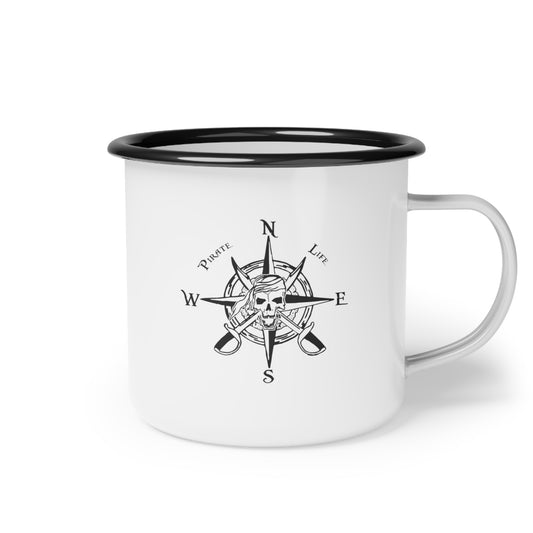 Enamel Camp Cup with Pirate Life Compass Rose