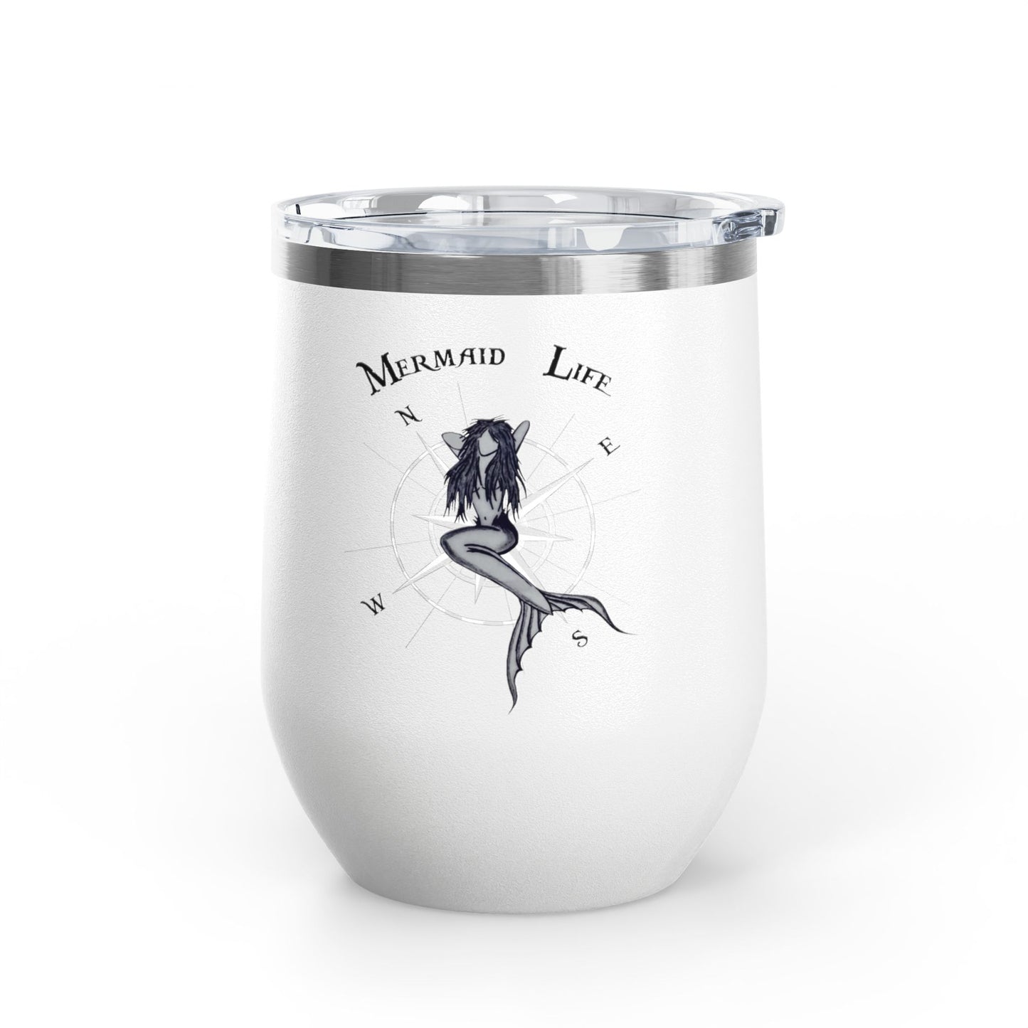 Mermaid Life 12oz Wine Tumbler – Stainless Insulated Nautical Travel Cup