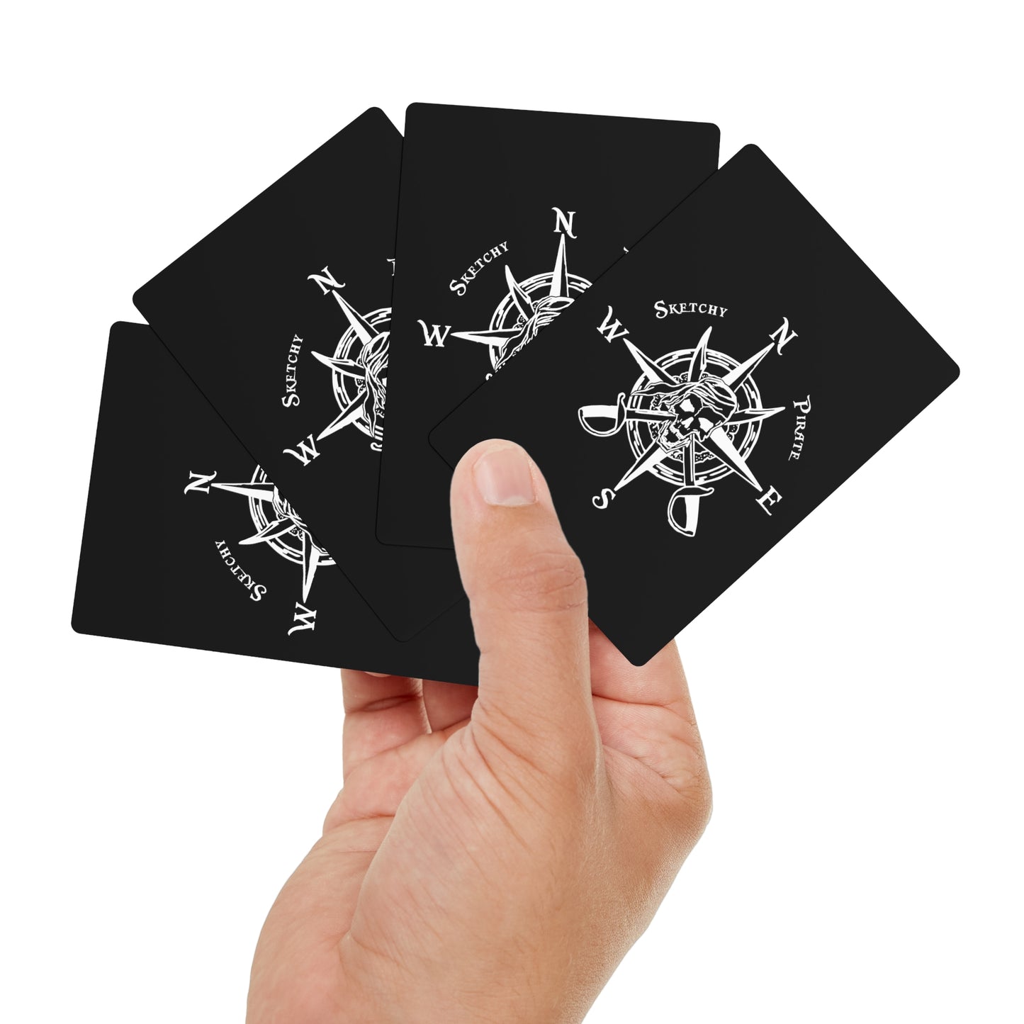 Sketchy Pirate Poker Cards - White on Black