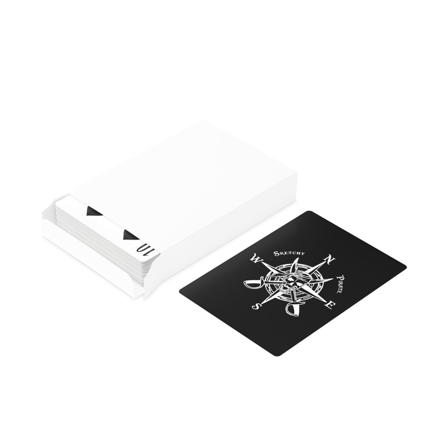 Sketchy Pirate Poker Cards - White on Black