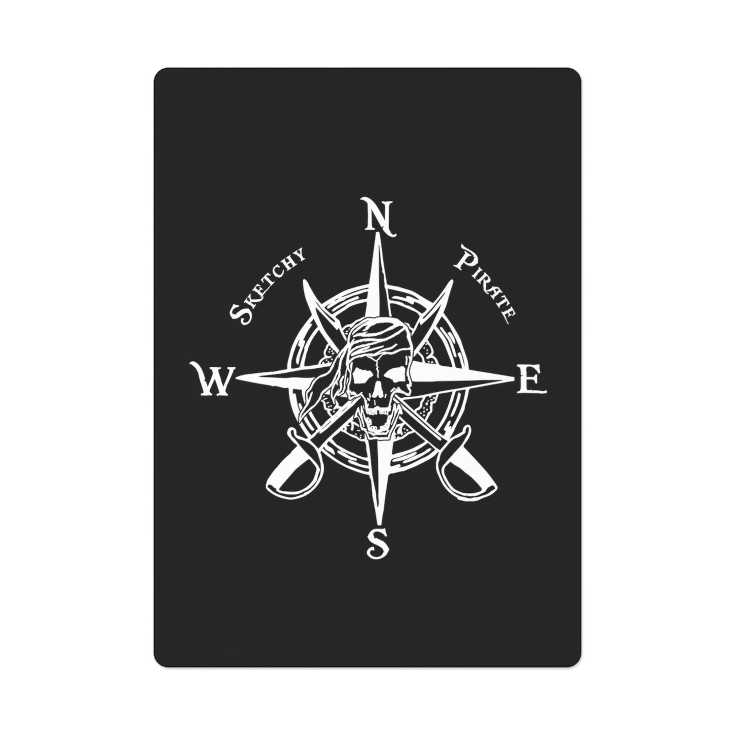 Sketchy Pirate Poker Cards - White on Black