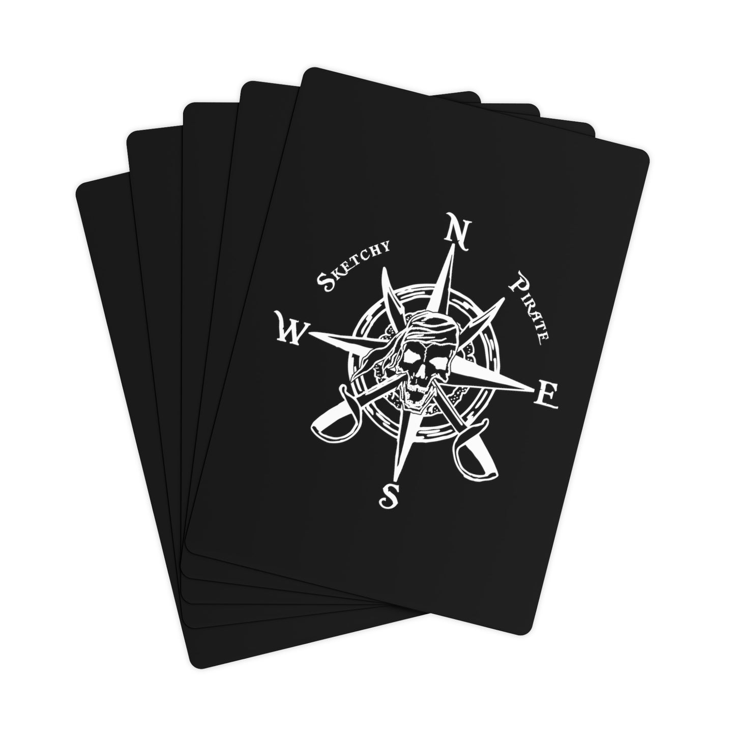 Sketchy Pirate Poker Cards - White on Black