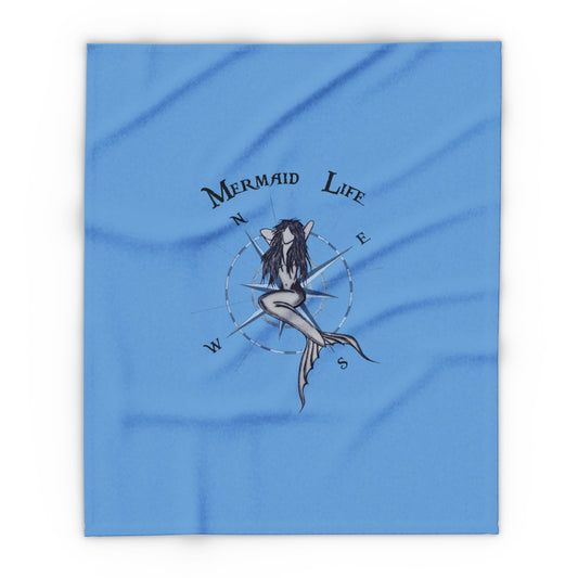 Mermaid Life Arctic Fleece Blanket – Nautical Compass Beach Throw for Ocean Lovers