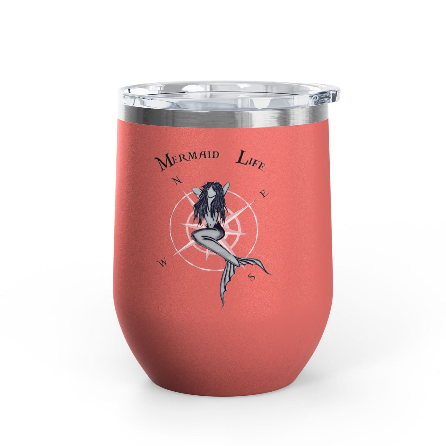 Mermaid Life 12oz Wine Tumbler – Stainless Insulated Nautical Travel Cup