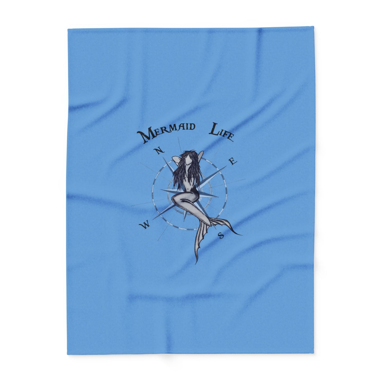 Mermaid Life Arctic Fleece Blanket – Nautical Compass Beach Throw for Ocean Lovers