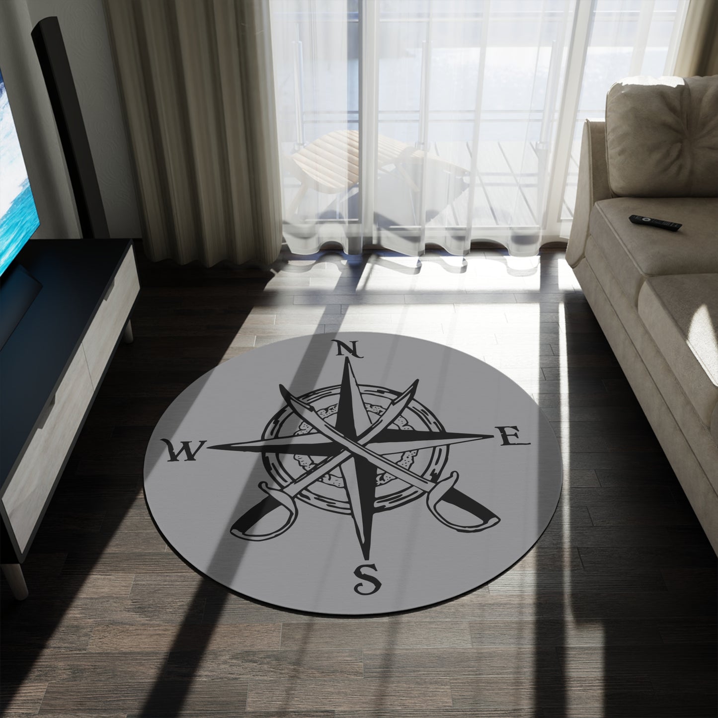 Round Rug w/ Compass Rose