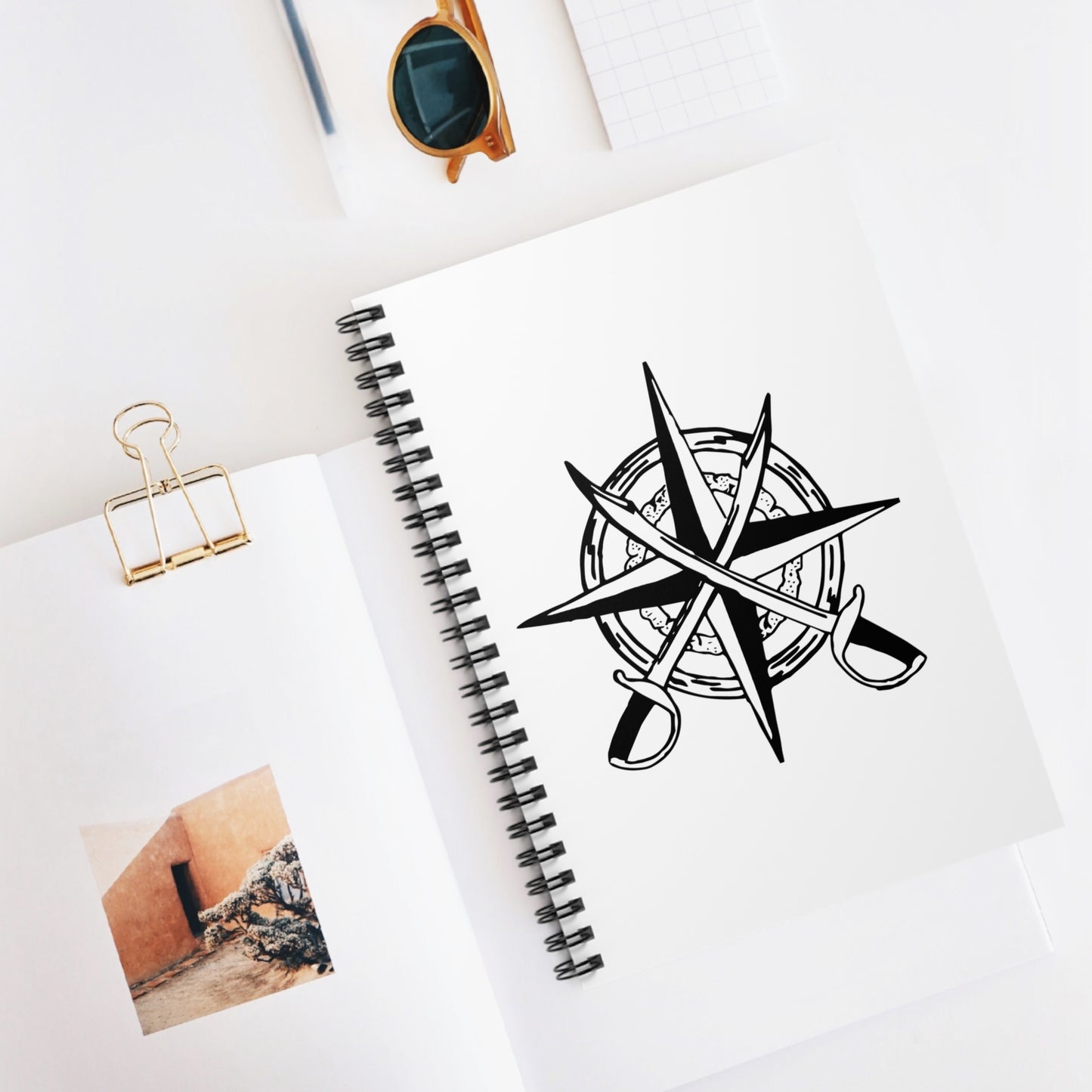 Spiral Notebook - Ruled Line w/ Pirate Compass Rose Cover